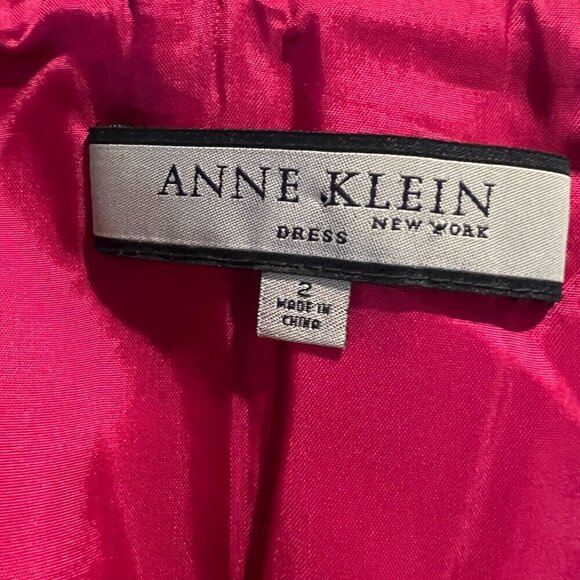 Anne Klein Fuschia Floral Silk Midi Dress w gold straps, Size 2 - Picture 16 of 16